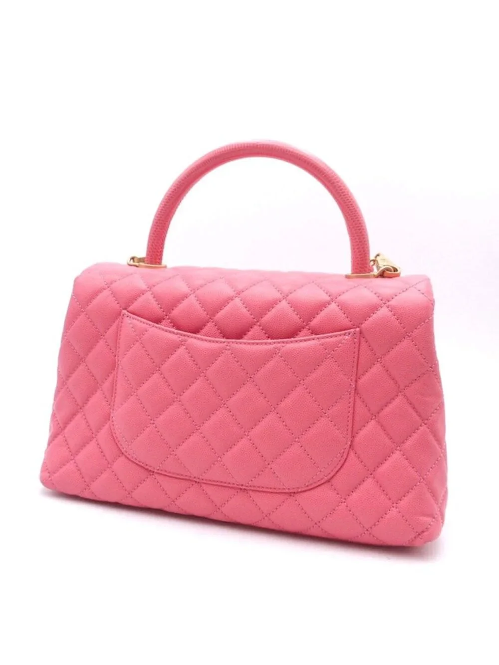 Chanel Coco Handle 29 Quilted Pink Gold Caviar Leather 2-Way Shoulder Bag